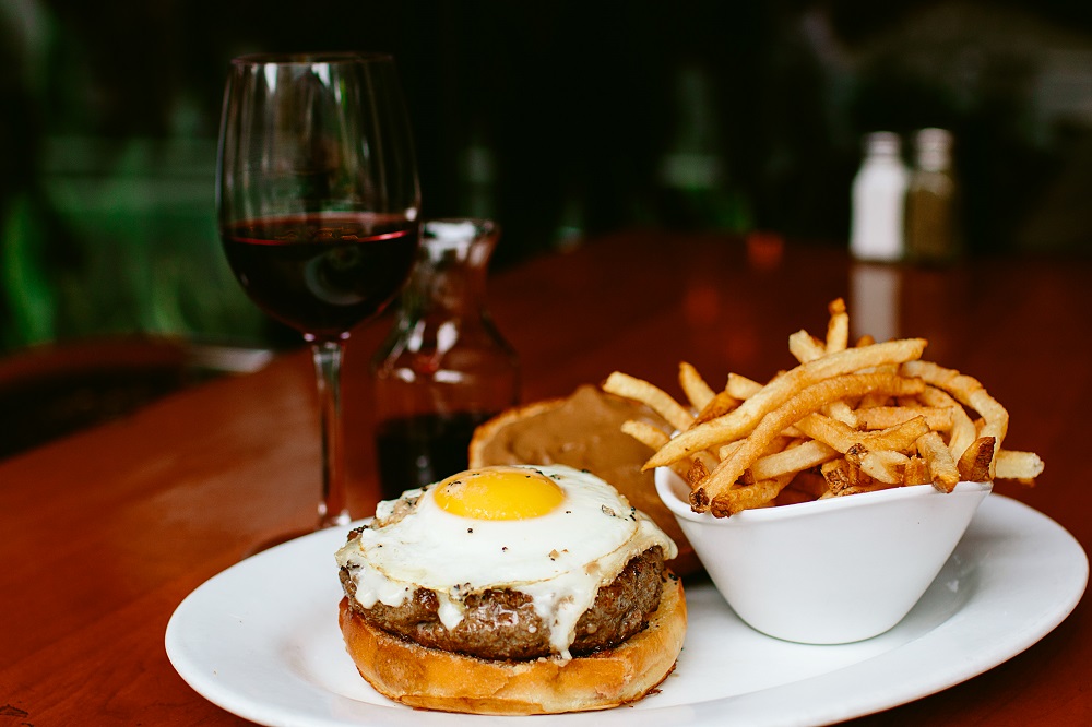 A burger and wine pairing at 5 Napkin burger, as part of the Somms & Sliders promotion in NYC this  month.