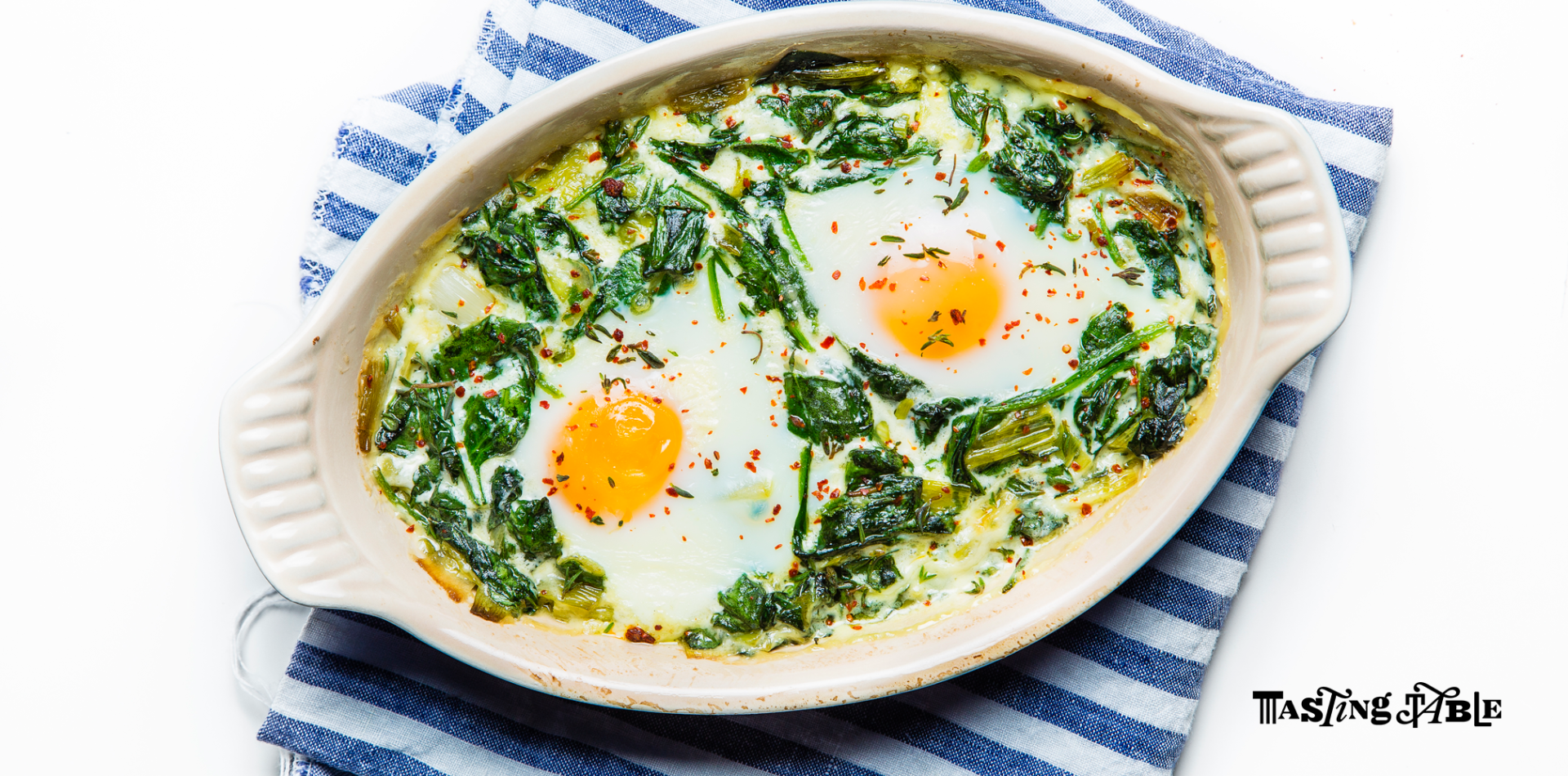 Baked Eggs with Spinach and Leeks Recipe