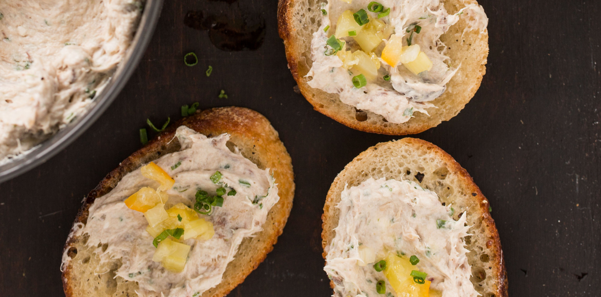 Bluefish Pâté with Lemon Pickle Relish and Garlic Crostini - thebacklabel